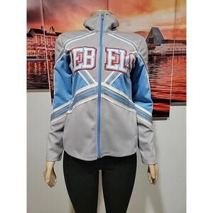 VARSITY, "REBELS" Size M Gray Blue Contrast Stripes Women's Sport VTG. Jacket #6